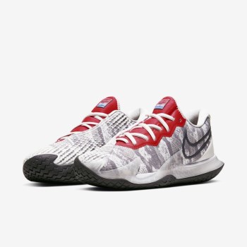 Nike Court Air Zoom Vapor Cage 4 - Női Teniszcipő - Platina/Piros/Királykék/Szürke